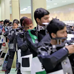 This is what true focus looks like. A full line of rifle shooters at one of my championships, each one in the zone. I make sure the environment is professionally managed so every athlete can find this level of concentration and perform at their best.