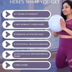 My 6-week program is more than just workouts. It's a complete recovery system, including over 14 hours of guided sessions, functional training for daily mom life, and a full nutrition plan to support your healing.