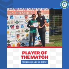 A huge congratulations to our academy goalkeeper Priyanshu Parikh for being named Player of the Match. His elite mentality, work ethic, and leadership have earned him a cemented spot in our U-15 elite squad.