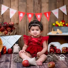 An apple a day keeps the doctor away. This "apple baby" theme with a rustic wooden backdrop and baskets of fresh apples is a sweet and classic concept.