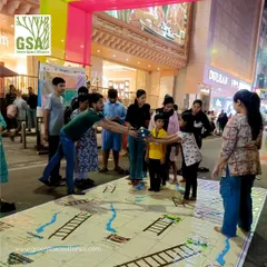Placemaking is about creating opportunities for spontaneous fun and community engagement. Here, a life-sized board game brings residents together on a pedestrian-friendly street in Pune, turning a public space into a playground for all.