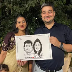 The smiles say it all. It was a pleasure drawing this couple during a wedding reception at the Taj Hotel, creating a fun memory they can cherish.
