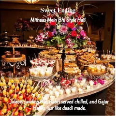 For us, there is style in sweetness too. This magnificent dessert table showcases a modern twist on classic Indian sweets, featuring everything from chilled rabri to decadent jalebis, creating a truly unforgettable sweet ending.
