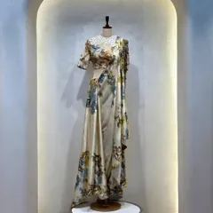 Art on a pedestal. This beautiful floral printed lehenga with a pearl-embellished blouse is one of the highlights of our new collection, showcased in our boutique.