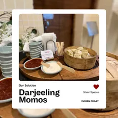 Steamed Darjeeling Momos served in a traditional bamboo steamer basket with spicy red chutney and mayonnaise. This is a popular Pan-Asian addition to my Indian street food menu.