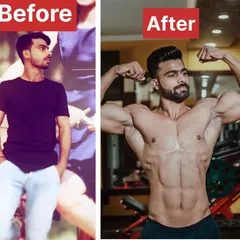 My online student's impressive physique transformation. He is now ready for bodybuilding competitions, showcasing what is possible with dedication and the right guidance.