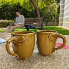 Taking a moment for a quiet tea break outdoors with my Periyar mugs. This mustard-toned version has an earthy, warm feel. Each handcrafted mug is a small reminder to slow down and enjoy the simple, peaceful moments in your day.