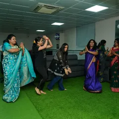 Celebrating Ganesh Chaturthi at Deer Fitness. Our members enjoying a dance session in their beautiful traditional attire.