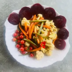 A plate of simple, wholesome food. This is what mindful eating looks like. It's about honoring your body and the nourishment it receives.