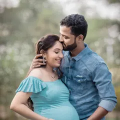 These sessions are all about capturing the connection. Here is a tender moment between expecting parents, a close-up that focuses on the love and anticipation you share.