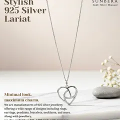 This simple and stylish 925 silver lariat necklace features an interlocking heart pendant. It’s a perfect example of our minimalist designs that offer maximum charm and are in high demand.