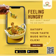 Feeling hungry but don't want to go out? Satisfy your taste buds with a click. This image shows biryani being served right out of a phone.