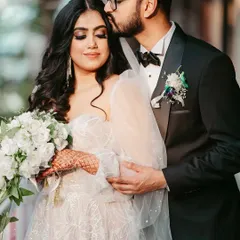 Creating the perfect look for a Catholic wedding ceremony. This bride wanted elegant glam, so I designed a look with a brown smudged kohl eye, flawless skin, and a neutral lip, paired with soft waves to complement her beautiful white gown.