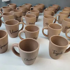 Go green with our biodegradable mugs made from bamboo husk. Each one is personalized with a name, making for a unique and sustainable gift.