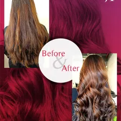 At my academy, we teach you how to create incredible hair transformations like this one. This before-and-after shows how we can teach you to master cutting, colouring, and styling.