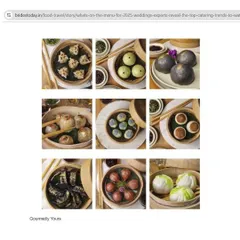 A glimpse into our Boutique Asian Cuisine expertise. This collage displays nine different varieties of our handcrafted dim sum, from classic crystal dumplings to colorful and innovative creations, all served in traditional bamboo steamers.