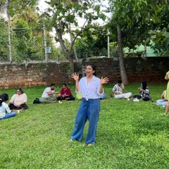 I am happiest with my hands muddy, enabling others to get their hands muddy too! This was from a clay play workshop where we all sat on the grass and created with earth.