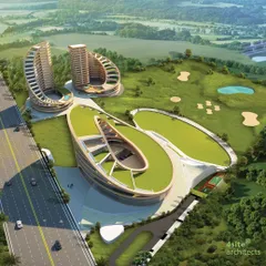 This render showcases my vision for the Urban Centre for Excellence in Telangana. The design is based on a "pool of ideas and loop of feedback" concept, creating a dynamic space for research and innovation with green roofs and interconnected, futuristic forms.