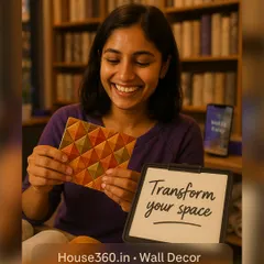 This client is thrilled with her choice of a 3D geometric pyramid wallpaper sample, a design that adds modern depth and a unique visual effect.
