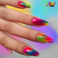 Holi hai! My nails got to enjoy the festival of colors this year with this vibrant, splashy design that looks like real Holi colors.