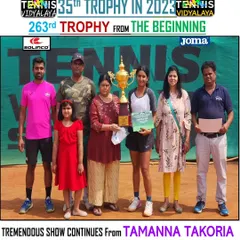 Tamanna Takoria with her winner's trophy at the 5th Shri Rajesh Patel Memorial Super Series.