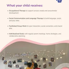 In our Early Intervention program, your child receives a holistic blend of care. This includes Occupational Therapy for sensory needs, Language Therapy for communication skills, and facilitated group work for peer interaction, all guided by individualized goals and regular parent collaboration.