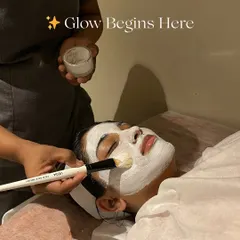 A close-up of a hydrating mask being carefully applied. This step is crucial for locking in moisture and giving your skin that plump, dewy look.