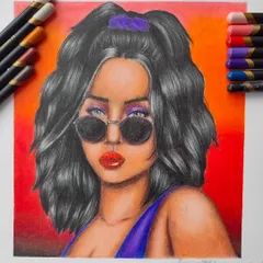 Another angle of the imaginative portrait, showing the color gradient in the background.