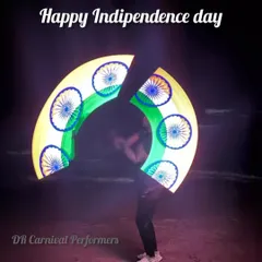Celebrating in style. Our performer uses visual poi to create a stunning display of the Indian flag for an Independence Day event.