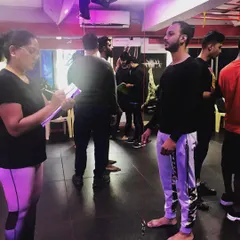 A key part of our practical training is learning client assessment. Here, we are conducting a static posture assessment, an essential skill for designing safe and effective exercise programs.