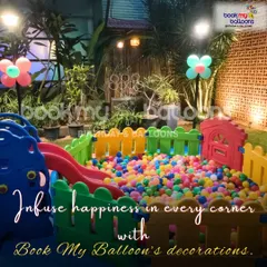 I believe parties should be full of laughter and play. This outdoor ball pit setup, illuminated for an evening event, provides a safe and vibrant play zone where kids can dive into endless fun while parents relax.