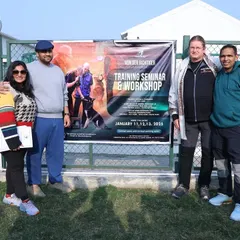 Posing with my mentors and the guest expert at the Training Seminar and Workshop. These events are crucial for elevating the level of dog sports in India.