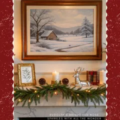 Rudolph's bright nose sparkles with all the wonder of Christmas. A silver reindeer figurine adds a touch of festive charm to this cozy fireplace mantel.