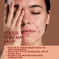 On the other hand, some foods can help. A diet rich in antioxidants from fruits and vegetables, healthy fats from avocados and nuts, and plenty of water for hydration can support healthier skin.