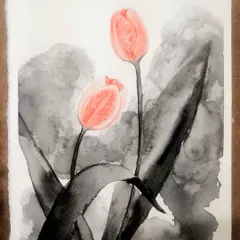 This watercolor floral was a recent commission for a wedding anniversary. The client wanted tulips, and I had the creative freedom to interpret them in my expressive style, balancing delicacy with a moody, abstract background.