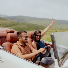 A pre-wedding shoot should feel like an adventure. Here, we captured the pure fun and freedom of the open road, a perfect metaphor for the journey they are about to begin together.