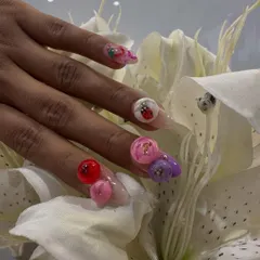 Go beyond flat color with our playful 3D nail embellishments. This set features individually sculpted acrylic fruits and flowers, including tiny ladybugs and glossy cherries, creating a fun, textured look that’s full of personality. It’s a perfect example of how we can make your nail art truly pop.