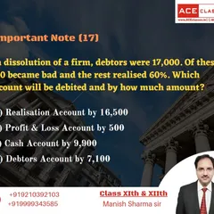 A question on the dissolution of a firm. This scenario tests which account should be debited and by how much after debtors become bad.