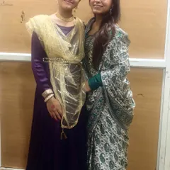 A proud moment with my student Kashvi. My goal is to create a supportive environment where each student can find their own artistic voice within the traditional framework of Kathak.