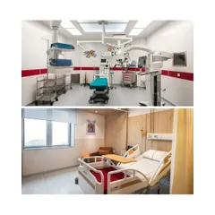 Inside the Punyashlok Ahilyadevi Holkar Institute, we designed a variety of spaces, including this state-of-the-art operating theatre and a comfortable, light-filled patient room. Every detail is considered to support both clinical excellence and patient well-being.