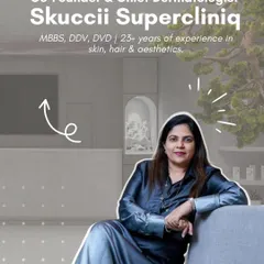 My qualifications, including an MBBS, DDV, and DVD, combined with over 23 years of specialized experience, form the foundation of my practice. I am the Co-Founder and Chief Dermatologist at Skuccii Supercliniq, where I oversee all aesthetic protocols.