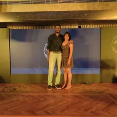 On stage with my guitarist at the launch of Varchas Whiskey. We performed a set of blues and jazz, which was the perfect fit for the brand's sophisticated vibe.