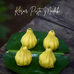 My Kesar Pista Modak, beautifully shaped and infused with the rich flavours of saffron and pistachio. A perfect offering for the festival.