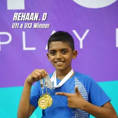 The result of consistent hard work. We are incredibly proud of our student Rehaan D. for winning five gold medals, including the U11 and U13 singles titles.