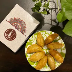Another look at our Gujiyas, packed and ready to go. The perfect sweet treat to share and celebrate the festival of colours.