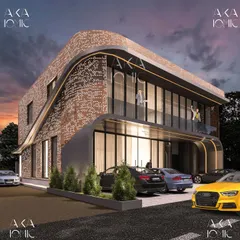 A design for a developer's office, this building features a flowing, curved facade that creates a sense of motion. The use of perforated brickwork adds texture and pattern, resulting in a modern and memorable architectural statement.