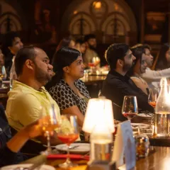 Guests completely absorbed in the film during our Eat Pray Love screening at Hamilton Cocktail Bar in Bangalore. The warm, ambient lighting and table-side service allow you to relax and get lost in the story unfolding on screen.