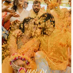 The Haldi ceremony is a beautiful chaos of color and joy. I focus on capturing the unscripted laughter and stolen glances amidst the shower of marigold petals.