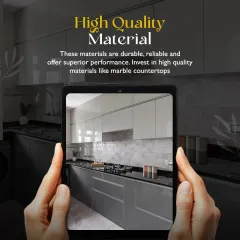 High-quality materials are the foundation of a great design. We use durable and reliable materials like marble for countertops to ensure superior performance.