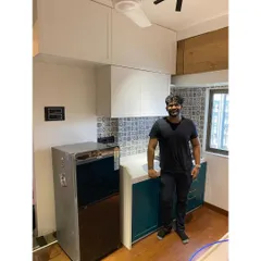 A proud moment with client Abhi in his newly completed kitchen. The project highlights my ability to deliver high-quality, bespoke kitchens that reflect the client's personality.